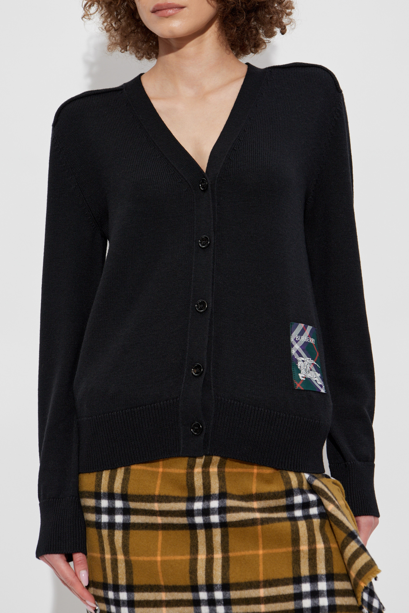 祝開店！大放出セール開催中 cardigan Wool Burberry with Clothing Women's | patch logo トップス